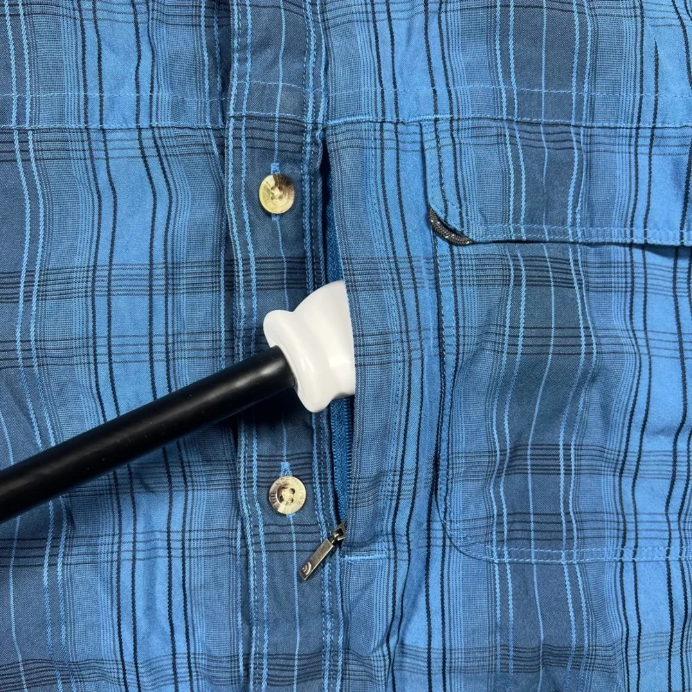 The‎ North Face Mens XL Blue Plaid Short Sleeve Button Down Hiking Shirt Pocket